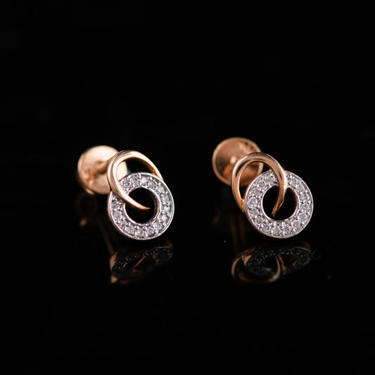 Double Hoop Diamond Jacket Earrings in Rose Gold