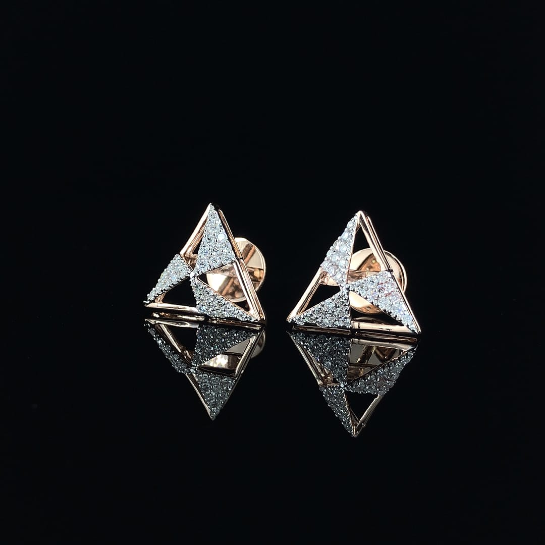 Sparkling Triangle Diamond Stud Earrings