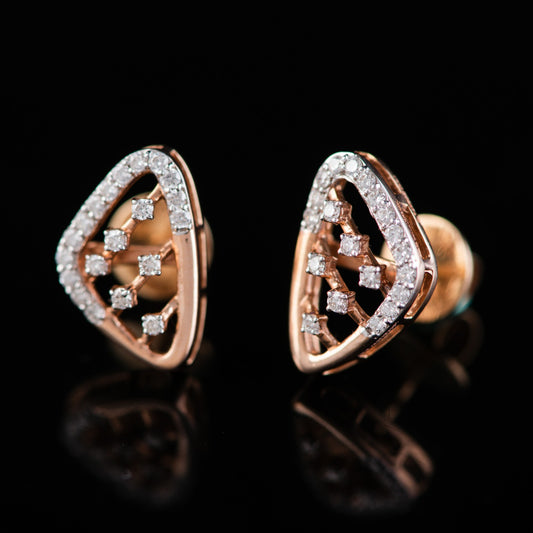 Rose Gold Diamond Geometric Earrings