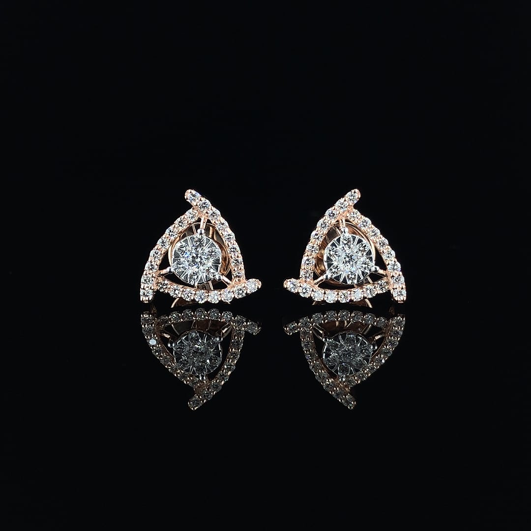 Elegant Triangular Diamond Stud Earrings