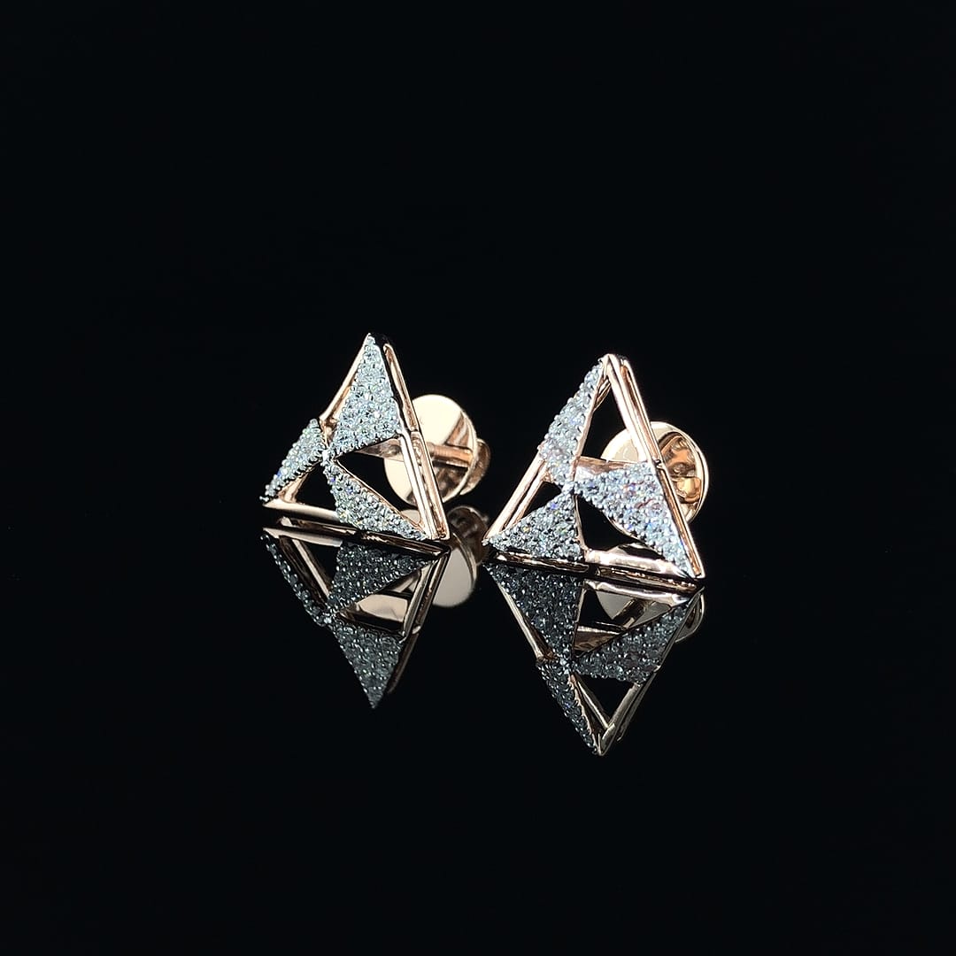 Sparkling Triangle Diamond Stud Earrings