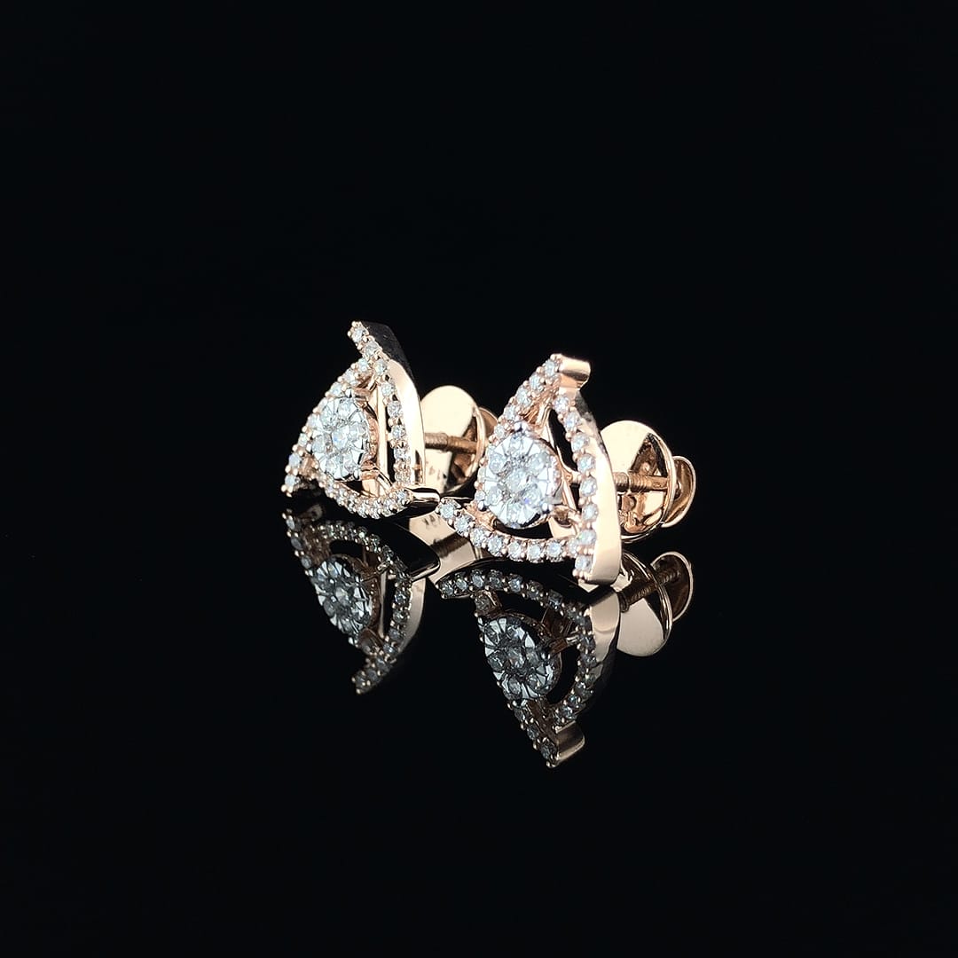 Elegant Triangular Diamond Stud Earrings