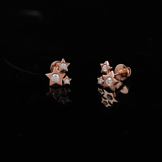 Twinkling Star Diamond Stud Earrings