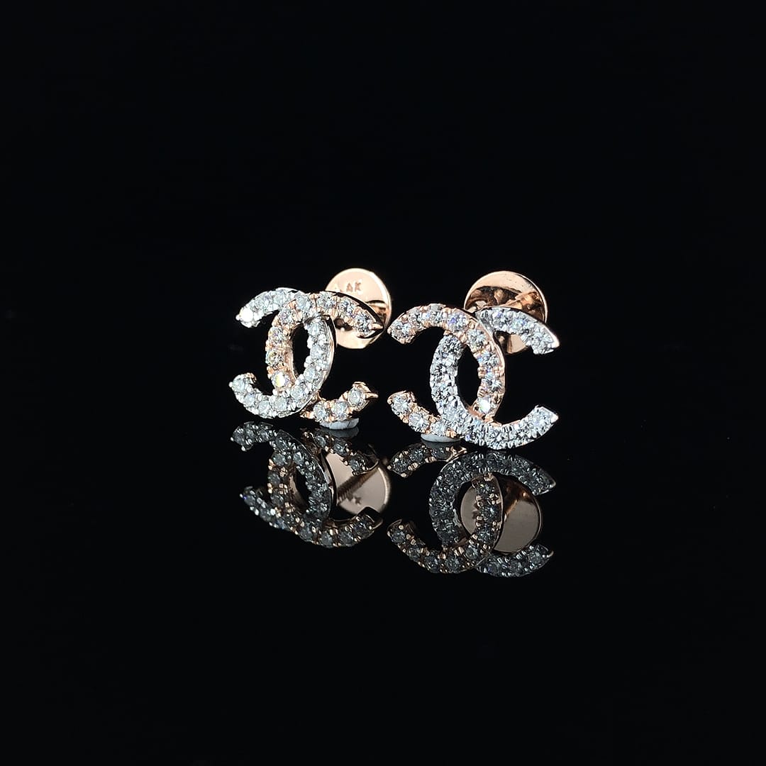 Luxurious Rose Gold Diamond Interlocking Earrings