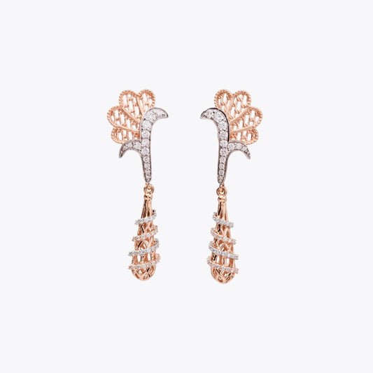 Elegant Peacock Design Diamond Earrings