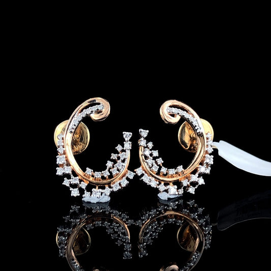 Exquisite Rose Gold Swirl Earrings with Diamond Embellishments