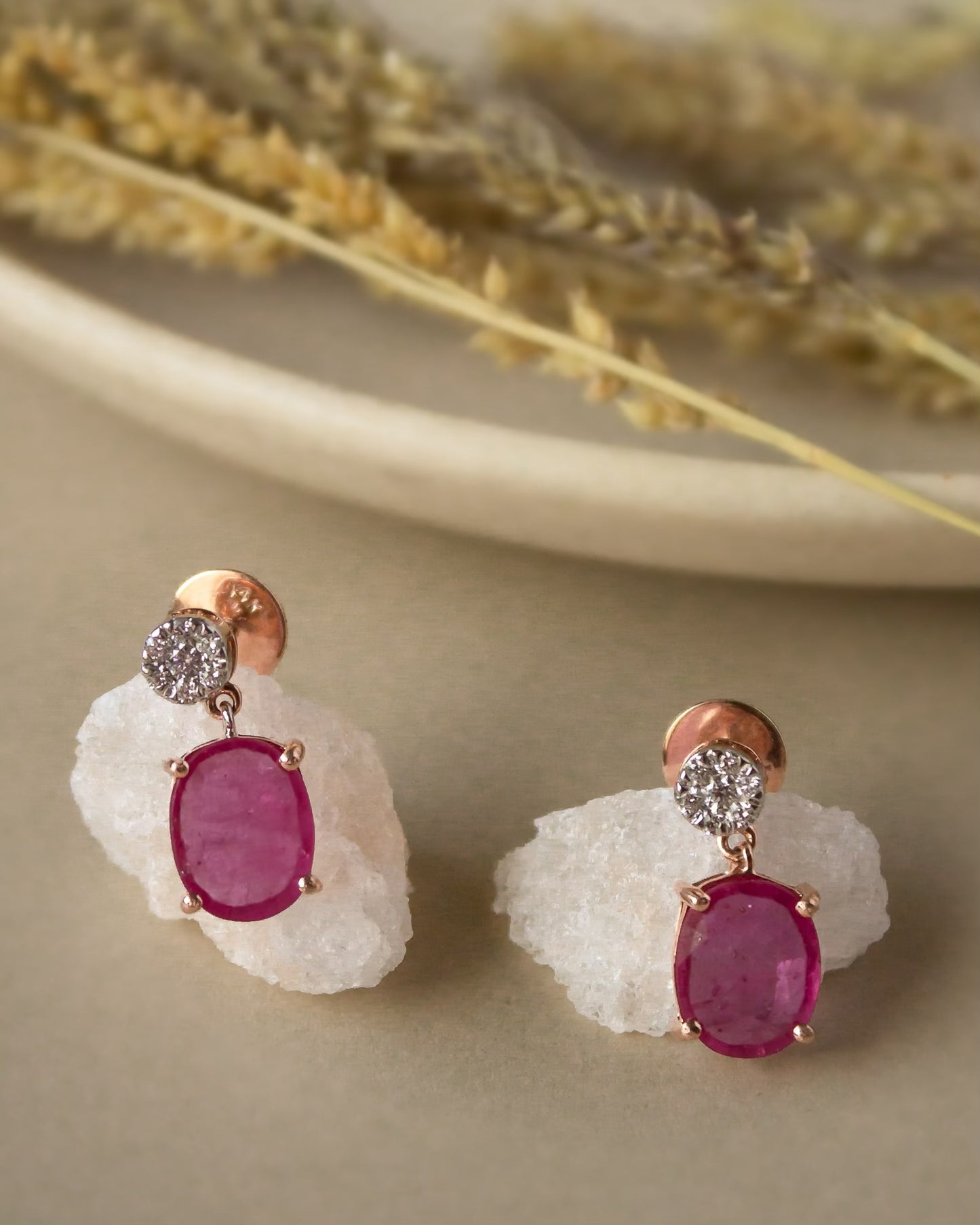 Dazzling Ruby and Diamond Cluster Earrings