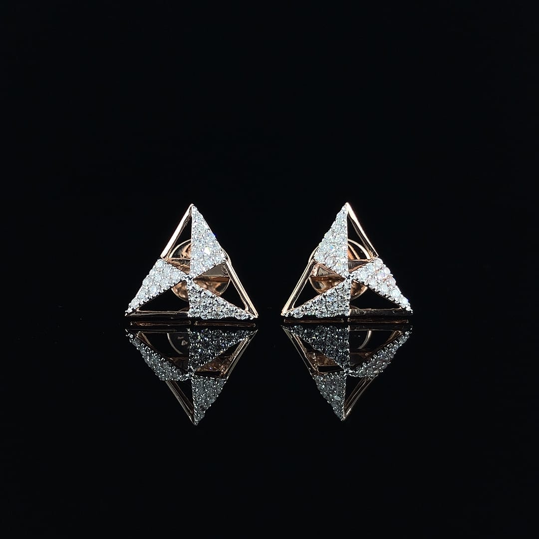 Sparkling Triangle Diamond Stud Earrings