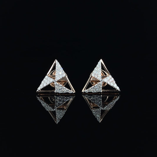 Sparkling Triangle Diamond Stud Earrings