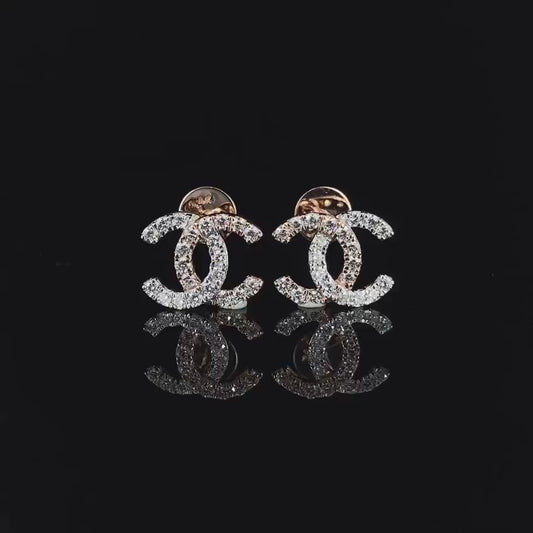 Luxurious Rose Gold Diamond Interlocking Earrings